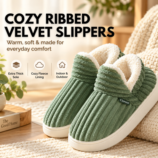 Clorens® Cozy Ribbed Velvet Slippers