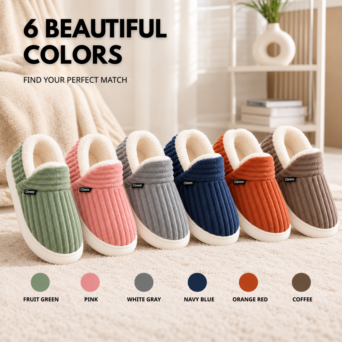 Clorens® Cozy Ribbed Velvet Slippers