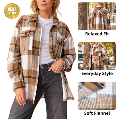 Clorens® Cozy Plaid Flannel Shacket