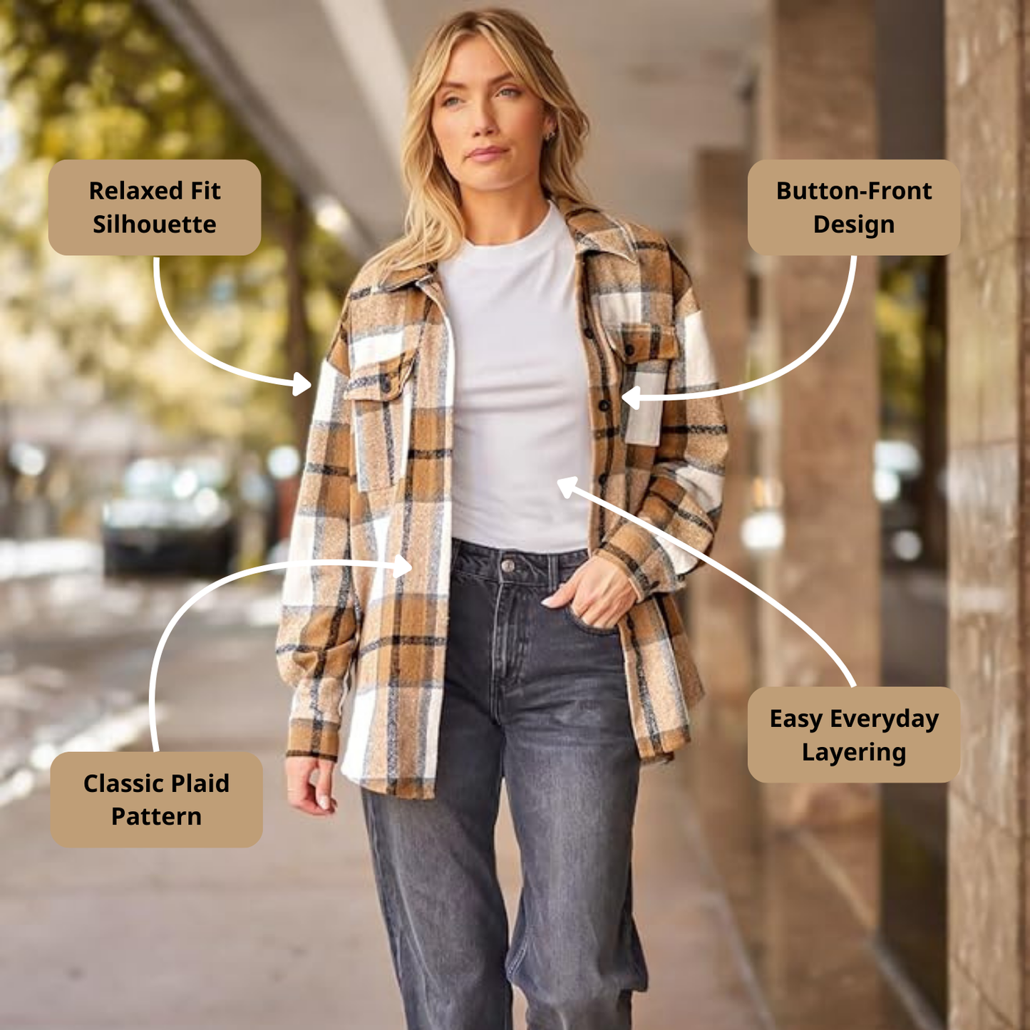 Clorens® Cozy Plaid Flannel Shacket