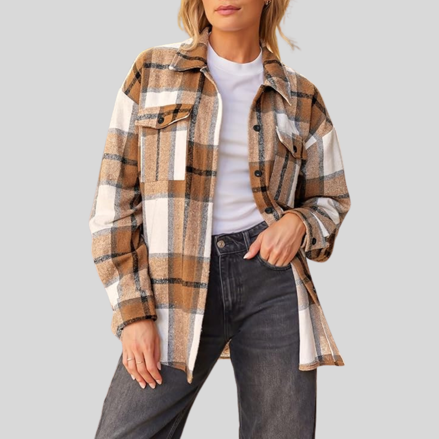 Clorens® Cozy Plaid Flannel Shacket
