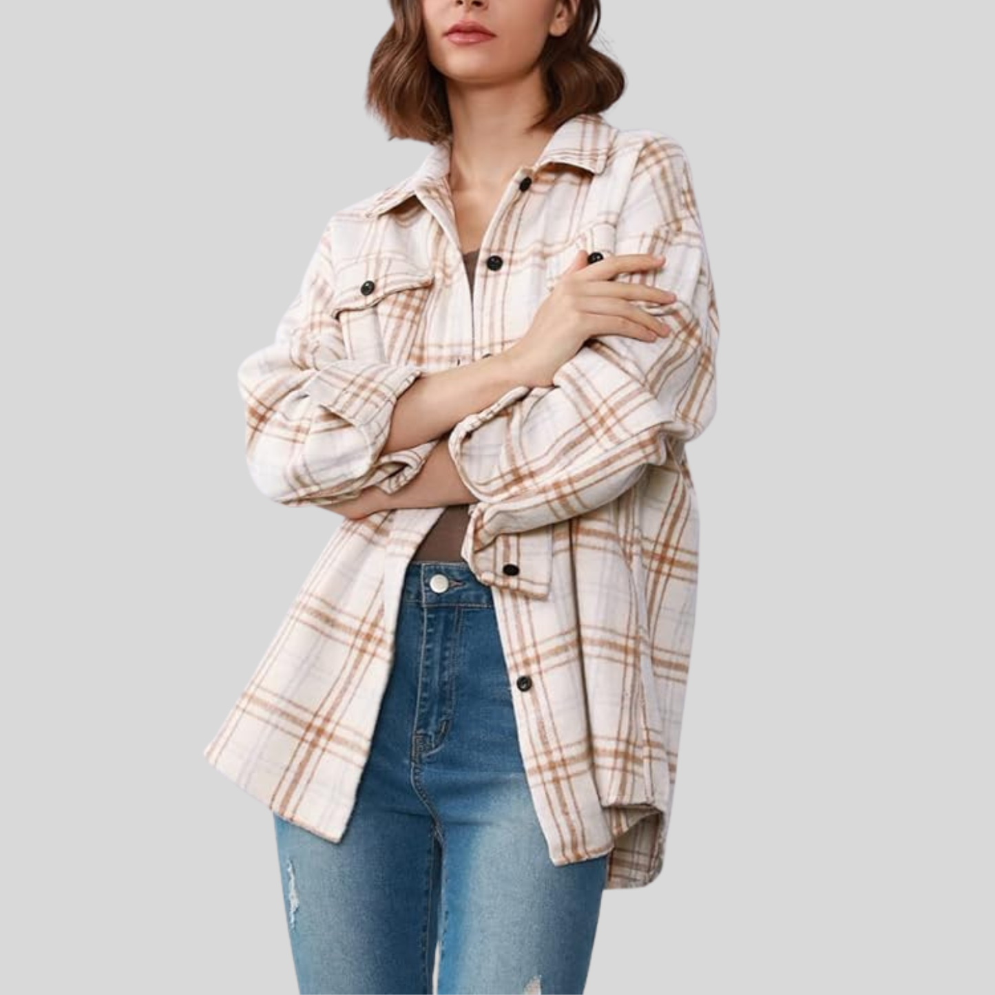 Clorens® Cozy Plaid Flannel Shacket